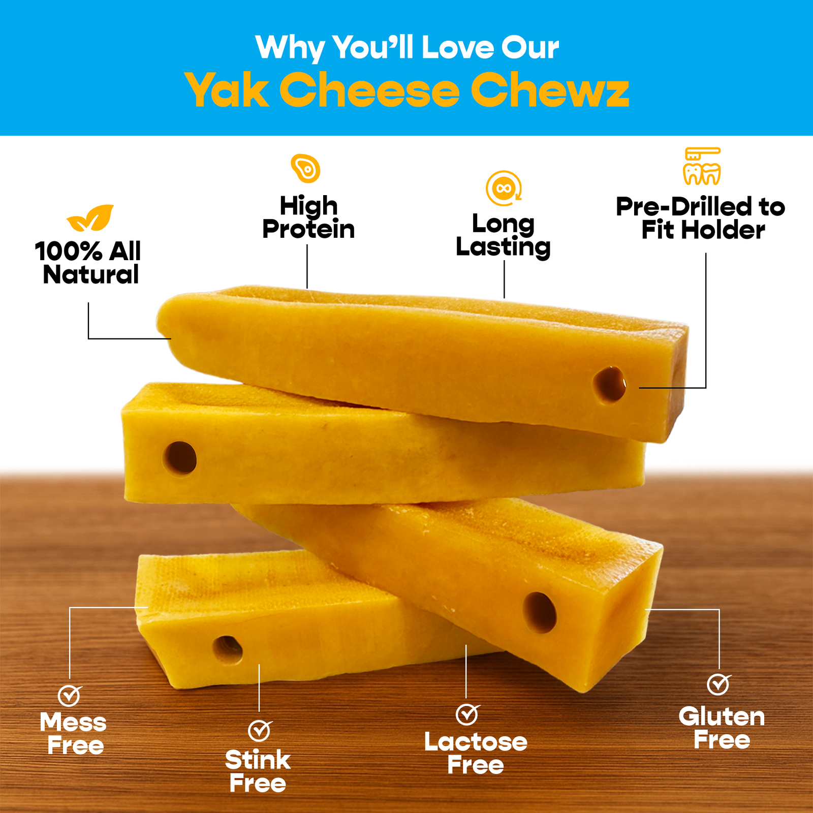 4 Pack Large Yak Cheese - Bully Bone Pro Included - Image 3