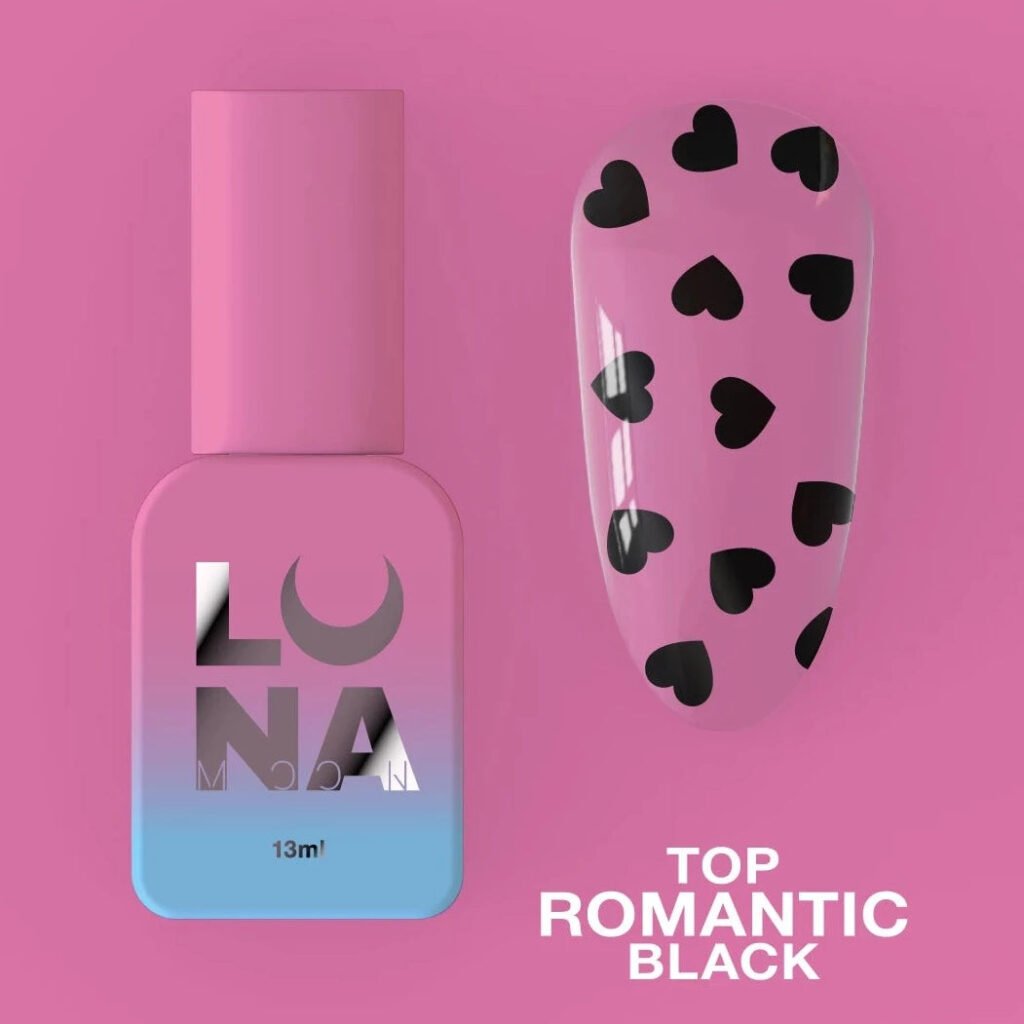 Top Romantic Black Gel Top Coat 13ML LUNA Bottle